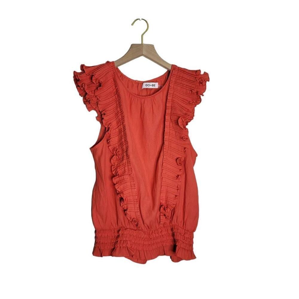 Do + Be Ruffle Sleeveless Blouse Top Size Small Preppy Feminine